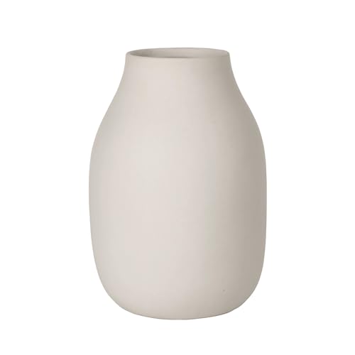 blomus -COLORA- Vase L aus Steingut, Moonbeam, hergestellt in hochwertiger Handarbeit, elegante und dekorative Tischvase, flächenschonendes Wohnaccessoire (H / B / T: 20 x 14 x 14 cm, 65705)