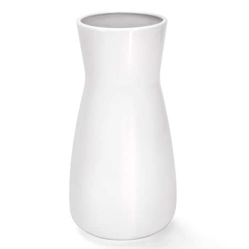 Keramik Vase Weiß Dekorative Vasen für Pampasgras Deko, Blumenvase Keramik Vasen für Blumen, Modern Kleine Vase für Home Wohnzimmer Esstisch Bauernhaus Büro Dekor