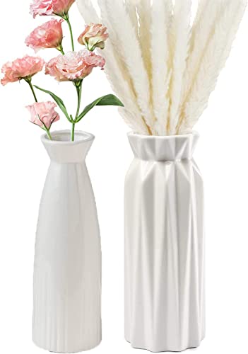 Vase Porzellan,Blumenvase,Ceramic Vase,Weiße Moderne Vase,Keramik Blumenvasen,KVase Für Pampasgras,Vasen Weiß,Keramik Vase für Blumen Deko Modern,Vasen für Wohnzimmer Vasen Tischdeko