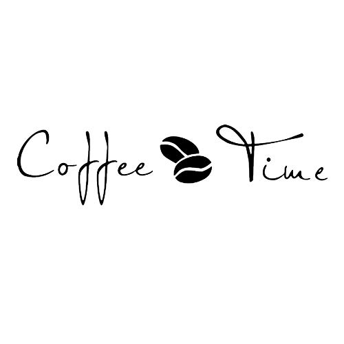 CoffeeTime Wandtattoo, Motiv: Kaffee, englischer Schriftzug, Vinyl, abnehmbar, für Schlafzimmer, Wohnzimmer, Büro, Zuhause, Fenster, Tür