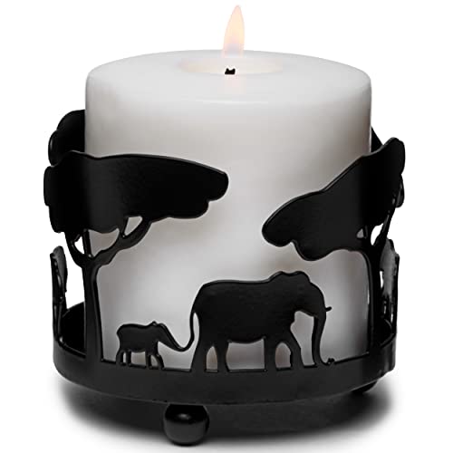 JJ PRIME - Elefanten-Kerzenhalter für Raumdekoration | Safari-Tier-Kerzenhalter für Wohnzimmer | Schwarze Kerzenhalter - Kerzenständer Wohnkultur Zubehör Wohnzimmer (Elefanten-Design)