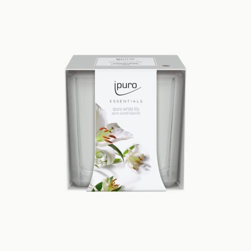 ipuro - dekorative ipuro white lily Duftkerze - minimalistische & puristische Duftkerzen im Glas - intensive Duftkerzen mit blumig zarten Noten - stilvolle Kerze 125 g