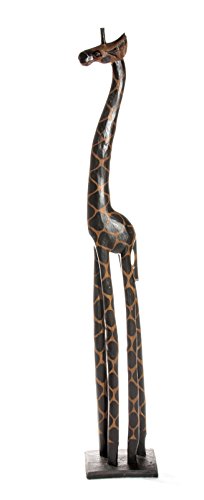 50cm Holz Giraffe Holzgiraffe Deko Afrika Style Handarbeit Fair Trade Dunkel Schlicht + Glücksbringer Armband