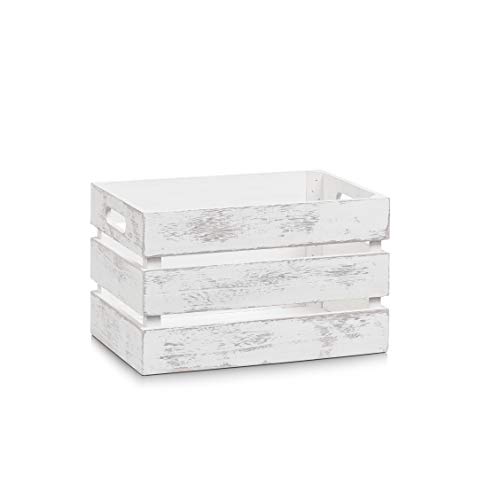 Zeller 15130 Aufbewahrungskiste 'Vintage' weiß, Holz, ca. 31 x 21 x 19,5 cm, Ordnungsbox