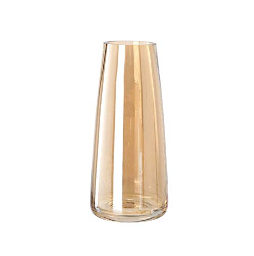 PEPAXON Vasen Glas Vasen Deko Glasvase Schwere Glasblumenvase Home Hochzeitsdekoration 10x22cm (Gold)