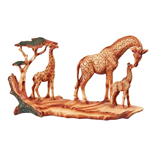 TRI Deko-Giraffen, Dekofigur, Tierfigur, exotische Tierwelt, Giraffenfamilie, Deko Afrika, Struktur in Holzoptik, Natur, Dekoration, Kunststein, braun