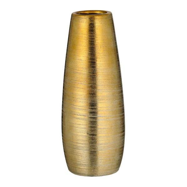 Brandsseller Vase Höhe ca. 25 cm goldene Blumenvase Dekoration Gold matt Keramik Dekovase - Rund