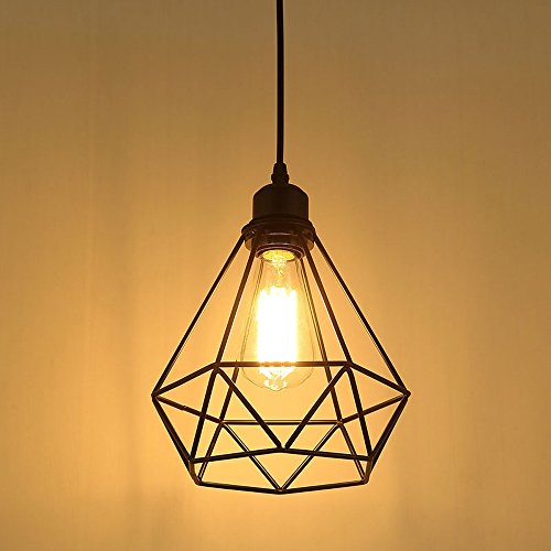 Vintage Pendelleuchte Hängelampe Käfig Hängende Lampe, E27 Lampen fassungstyp, Retro Lampenschirm Licht für Küche,Stab,Wohnzimmer