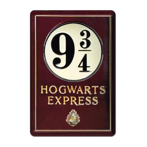 Logoshirt® Harry Potter Blechschild I Metall-Schild mit klassischem Retro-Motiv in 3D I 20x30cm Hogwarts Express Gleis 9 3/4 Retro-Schild I langlebiger Druck & lizenziertes Originaldesign