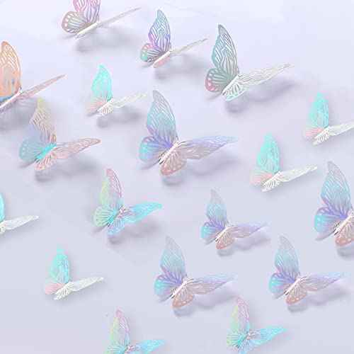 36 Stück 3D Schmetterling Wandaufkleber Schmetterlinge Deko Abnehmbare Schmetterling Aufkleber Hohle Wandtattoo Schmetterlinge DIY Wandkunst für Babyzimmer Hochzeit Badezimmer Party