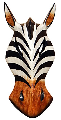 Schöne 20 cm Zebra Holz Maske Afrika Wandmaske Handarbeit Bali Maske73