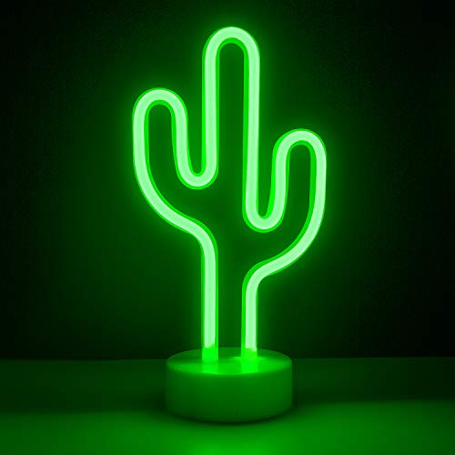 ZWOOS LED Nacht Licht Nacht Tisch Lampe Grüner Kaktus LED Deko Batterien Betrieben (Nicht im Lieferumfang Enthalten) Dekolampe für Wohnzimmer und Küche
