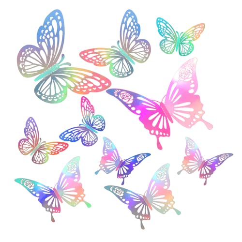 Hariendny 3D Schmetterlinge Deko, 48 Stück 2 Stile und 3 Größen Laser Schmetterlings Wanddekoration, Schmetterlinge Wandtattoo, Schmetterlinge Wand Deko für Geburtstag, Babyparty, Kinderzimmer