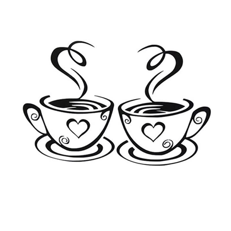 duoyif Wandtattoo Coffee Wandsticker Kaffee Wandaufkleber Kaffeetasse Wandtattoo Schwarzer Cafés Wandaufkleber für Kaffeestube Büro Wohnzimmer Esszimmer Küche Kaffee wanddekoration 30 x 18 cm