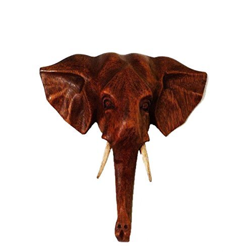 Simandra Elefant Holzmaske Wandbehang Maske Wand Wandmaske Holz Afrika Asia Glücksbringer Deko Handarbeit Größe Groß