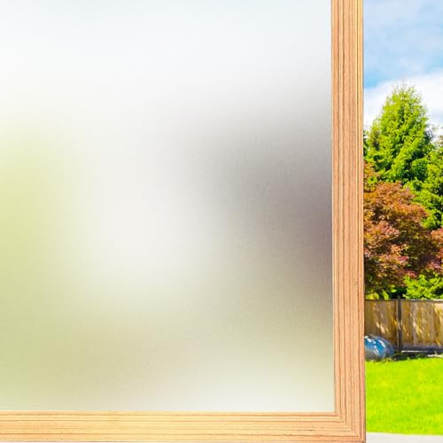 FILMGOO Fensterfolie Selbsthaftend Blickdicht Milchglasfolie Selbstklebend Fenster, Statische Sichtschutzfolie Bad Milchfolie für Fenster Anti UV für Zuhause Büro Matt (44.5x200cm)