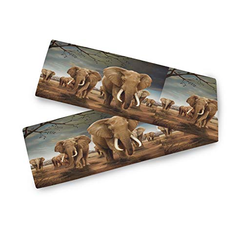 HMZXZ Tischläufer Afrika Tierwelt Elefant Table Runner Tischdecke Deckel für Hochzeit Party Familie Küche Decor, 13x70 inch