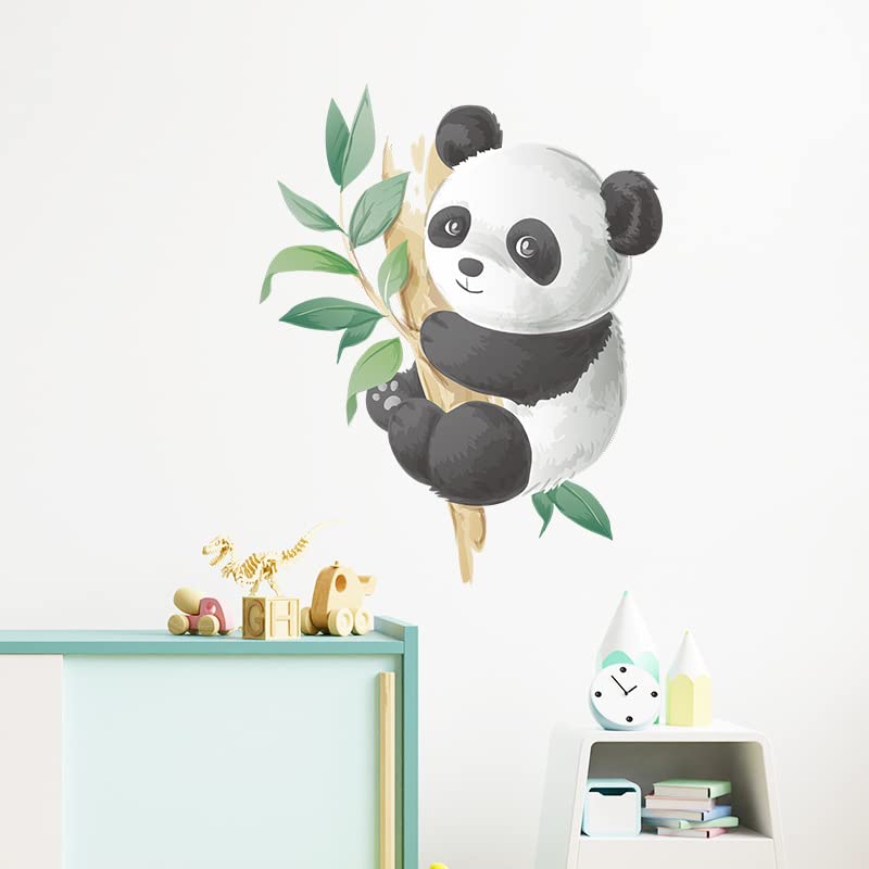 fanquare Panda und Bambus Wandaufkleber Cartoon Panda Wandtattoo Kunst Dekor für Kinder Schlafzimmer Baby Kinderzimmer Spielzimmer