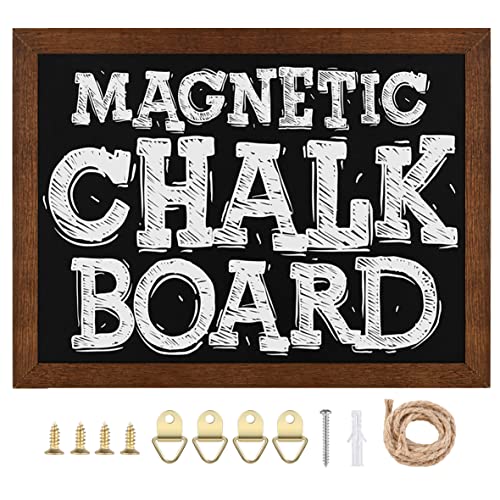 Okydoky Magnetische Kreidetafel mit Holzrahmen, Schreiben mit Kreide, zum vertikalen oder horizontalen Aufhängen, Magnetsammelbrett, mit Hanfseil zum Aufhängen, 30 * 40cm, HB-BN-3040