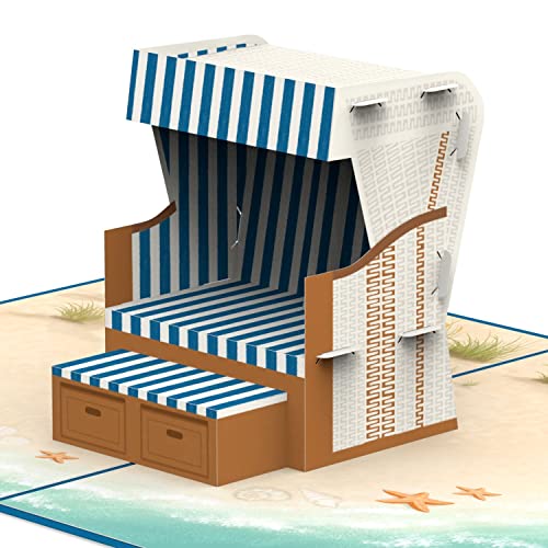 papercrush® Pop-Up Karte Strandkorb - 3D Geburtstagskarte für Urlaub am Meer, Tolles Geldgeschenk für Strandurlaub und Reise an Nordsee, Sylt & Ostsee Strand, Gutschein für Urlaubsreise & Urlaubsgeld