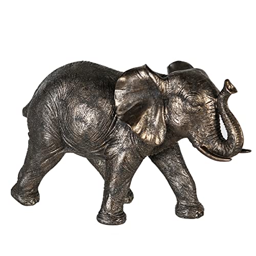 Casablanca Deko Figur Skulptur Elefant Zambezi Tierfigur Elephant - Dekoratin Wohnzimmer Flur - Farbe: Grau Gold - Breite 29 x Höhe 18 cm