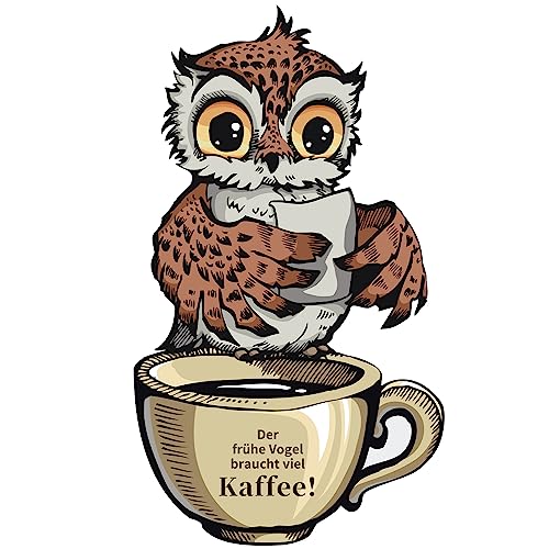 TOARTI Kaffee Wandtattoo,46x27cm,Kaffeebohnen Wandaufkleber,Sprüche und Zitate Küche Wandsticker Wohnzimmer Esszimmer Cafe Wanddeko,Wandaufkleber der frühe Vogel braucht viel Kaffee Küche Wanddeko