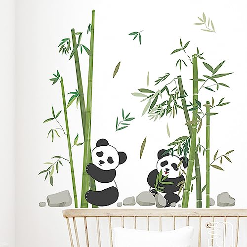 duoyif Wandtattoo Panda Bambus Wandaufkleber Bär Bambus Wandtattoo Tierische Pflanzen Wandaufkleber Tier Panda Wandaufkleber Panda Bambus Wandsticker Kinderzimmer Babyzimmer Wohnzimmer Wanddeko
