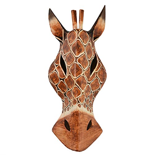 Woru Maske Giraffe 30 cm, Holz-Maske aus Bali, Wandmaske