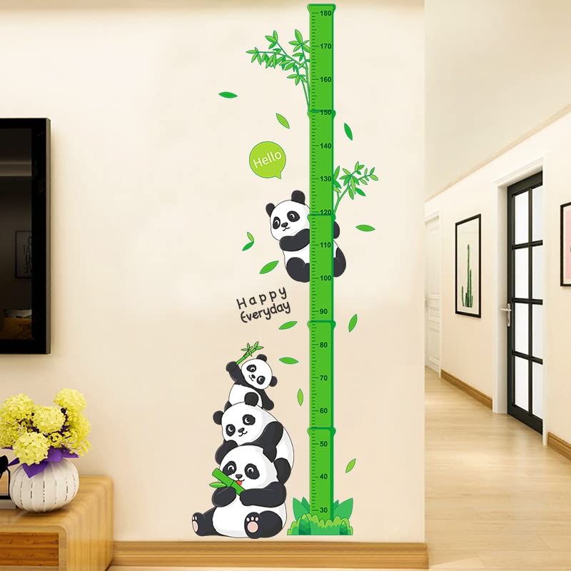 COVPAW® XXL Wandtattoo Wandaufkleber Messlatte Kinderzimmer Panda Bambus Kinder Höhe Wandsticker Maßband Wall Sticker Kind Geschenk Junge Mädchen Baby Babyzimmer (Panda)