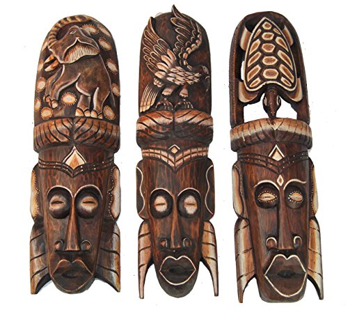 3 Wandmasken 50cm im Afrika Design tolle Wandmaske Maske Holzmaske Masken