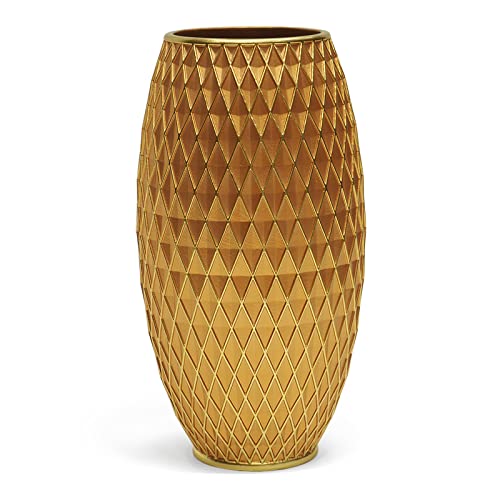 Suanti Dekorative Blumenvase, Gold Vase, Heimdekoration, Einweihungsgeschenk, mit Diamantmuster, breiter Basis und schmalem Hals, für Wohnzimmer, Esszimmer, Flur, Schlafzimmer