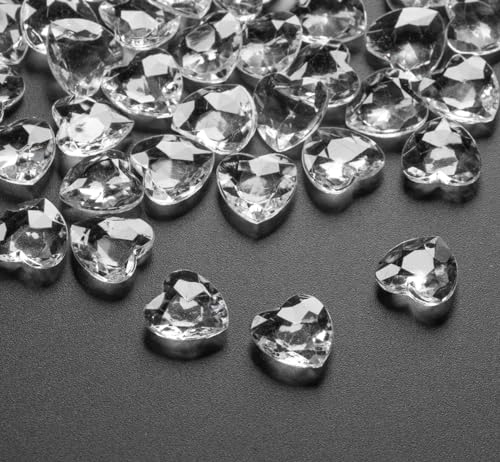 Sweelov 500Stk Funkelnd Herzen Diamantkristalle Streudeko Deko Steine Kristalle Konfetti Diamanten 12mm zum DIY Weihnachten Geschenk Füllung Dekoration Hochzeit Verlobung,Valentinstag