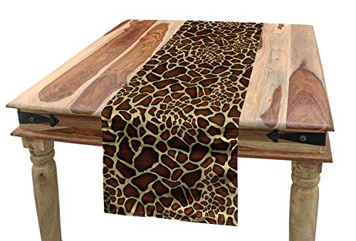 ABAKUHAUS Sambia Tischläufer, Giraffe Haut-Muster, Esszimmer Küche Rechteckiger Dekorativer Tischläufer, 40 x 180 cm, Redwood