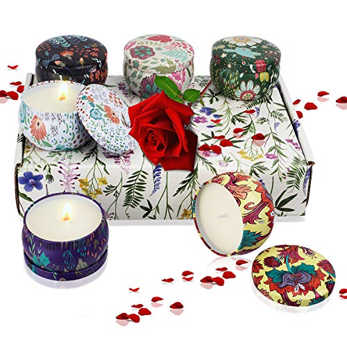 Duftkerzen Geschenke für Frauen - 6 Stück Home Duft Natürliches Aromatherapie Kerzen Set für, 2.5 OZ Tragbare Reisekerzen für Stressabbau, Entspannung des Körpers, Weihnachten, Geburtstag, Bad, Yoga