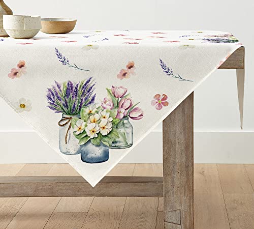 Artoid Mode Blumen Vase Tulpe Lavendel Frühling Tischwäsche, Sommer Küche Tisch Dekoration Drinnen Urlaub Party Dekor 85x85 cm