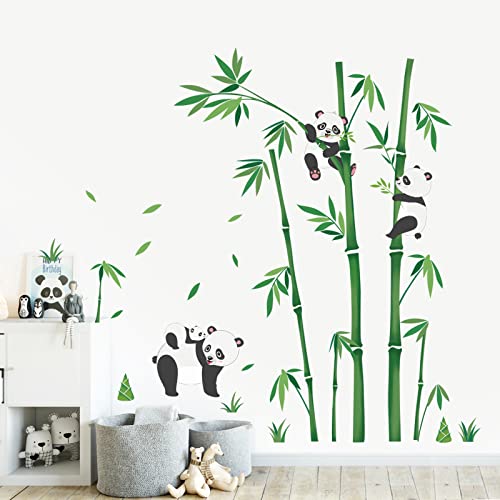 wondever Wandtattoo Panda Wandaufkleber Pandabär und Bambus Wandsticker Wanddeko für Kinder Kinderzimmer Baby zimmer Schlafzimmer