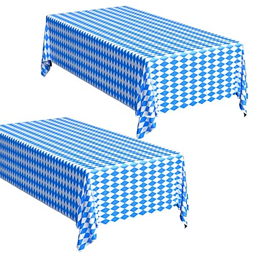 Matogle 2 Stück Oktoberfest Tischdecke Deko Bayrische Tischtuch Oktoberfest Tischdeko Party Deko Biertisch Blau Weiß Raute 130 x 275cm für Bierzeltgarnitur Bayern Bier Festival Starkbierfest