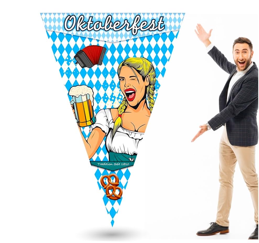 Dekotalent® XXL 150 x 90 cm Wimpel Dreieck Wiesn Deko Dekoration zum Aufhängen für Ihr Oktoberfest Dahoam